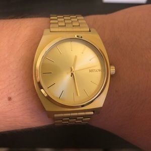Nixon Time Teller Mens Gold Watch